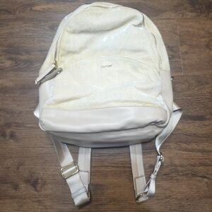 Nine West Cream Backpack Bag Velour Like Front.